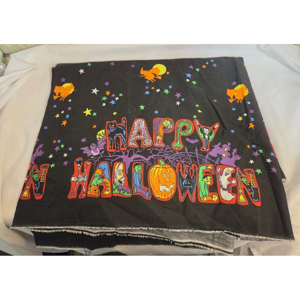 Vintage Hallmark Happy Halloween Dracula Frankenstein Wolfman Witch Tablecloth